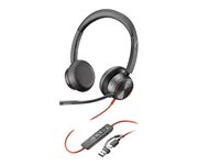 Poly Blackwire 8225 - Blackwire 8200 series - headset - på örat - kabelansluten - aktiv brusradering - USB-C - svart - Zoomcertifierad, UC-certifierad 8X223AA