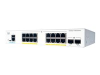 Cisco Catalyst 1000-16P-E-2G-L - Switch - Administrerad - 8 x 10/100/1000 (PoE+) + 8 x 10/100/1000 + 2 x gigabit SFP (upplänk) - rackmonterbar - PoE+ (120 W) C1000-16P-E-2G-L