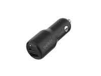Belkin BoostCharge - Strömadapter för bil - 42 Watt - PD 3.0, Fast Charge - 2 utdatakontakter (USB, USB-C) CCB005BTBK