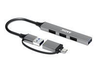 PORT Connect - Hubb - USB-C/USB-A, slimmad - 3 x USB 2.0 + 1 x SuperSpeed USB - skrivbordsmodell 900160