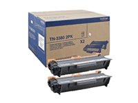 Brother TN3380 2PK - 2-pack - svart - original - tonerkassett - för Brother DCP-8250DN, HL-5450DNT, HL-5470DWT, HL-6180DW, MFC-8520DN TN3380TWIN