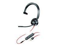 Poly Blackwire 3315-M - Blackwire 3300 series - headset - på örat - kabelansluten - 3,5 mm kontakt, USB-A - svart - Certifierad för Microsoft-teams 76J13AA