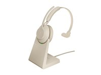 Jabra Evolve2 65 UC Mono - Headset - på örat - konvertibel - Bluetooth - trådlös - USB-A - ljudisolerande - beige 26599-889-998