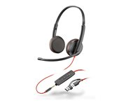 HP Poly Blackwire 3225 - Blackwire 3200 Series - headset - på örat - kabelansluten - 3,5 mm kontakt, USB-C - svart - Certifierad för Skype for Buisness, Cisco Jabber-certifierad, Avaya-certifierad, UC-certifierad 8X229AA