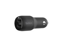 Belkin BoostCharge Dual Charger - Strömadapter för bil - 24 Watt - 4.8 A - 2 utdatakontakter (USB) - svart CCB001BTBK