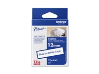 Brother TZe-FA3 - Tyg - marinblått på vitt - Rulle (1,2 cm x 3 m) 1 kassett(er) påstrykningstejp - för Brother PT-D210, D600, H110; P-Touch PT-1010, D200, D450, D800, E550, H110, P750, P900 TZEFA3