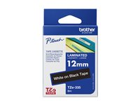 Brother TZe-335 - Självhäftande - vitt på svart - Rulle (1,2 cm x 8 m) 1 kassett(er) bandlaminat - för Brother PT-P950; P-Touch Cube PT-P910; P-Touch Cube Plus PT-P710; P-Touch Cube Pro PT-P910 TZE335