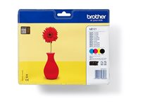 Brother LC121 Value Pack - Svart, gul, cyan, magenta - original - blister - bläckpatron - för Brother DCP-J132W, DCP-J552DW, DCP-J752DW, MFC-J470DW, MFC-J650DW, MFC-J870DW LC121VALBP