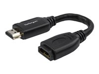 StarTech.com 6in High Speed HDMI Port Saver Cable with 4K 60Hz - Short HDMI 2.0 Male to Female Adapter Cable - Port Extender (HD2MF6INL) - HDMI-förlängningskabel - HDMI hane rak till HDMI hona rak - 15.2 cm - dubbelt skärmad - svart - stöd för 4K HD2MF6INL